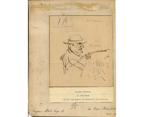 TWAIN MARK: (1835-1910) Samuel Langhorne Clemens. American writer and humourist. A rare and unusual original black pen and in
