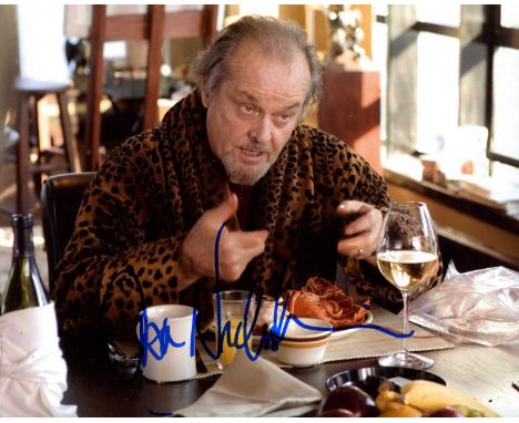 NICHOLSON JACK: (1937- ) American actor, Academy Award winner. Signed colour 10 x 8 photograph of Nicholson seated in a half-
