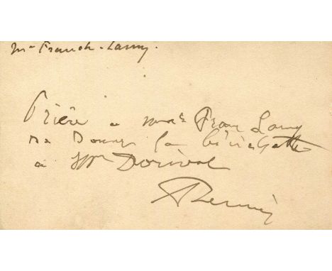 RENOIR PIERRE-AUGUSTE: (1841-1919) French Impressionist artist. A brief A.L.S., Renoir, to the verso of his personal printed 