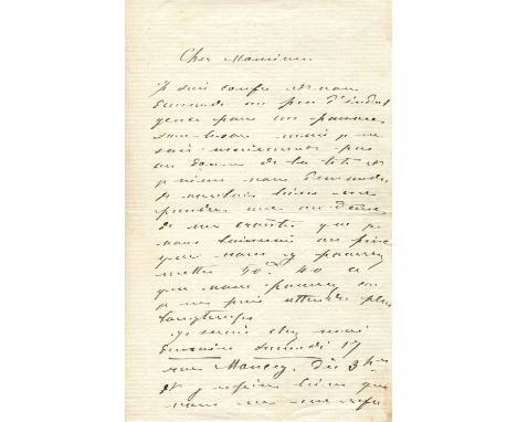 MONET CLAUDE: (1840-1926) French Impressionist painter. A poignant A.L.S., Claude Monet, two pages (written to the first and 