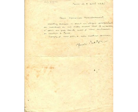 BRETON ANDRE: (1896-1966) French Writer and Poet, the co-founder, leader and principal theorist of surrealism. A.L.S., Andre 