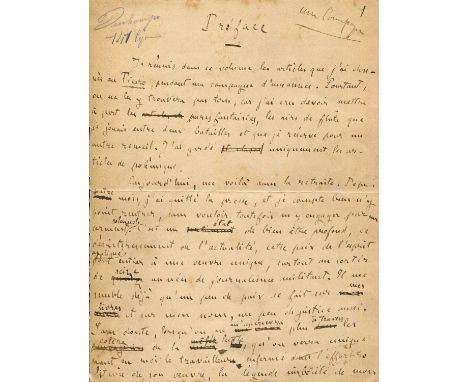 ZOLA EMILE: (1840-1902) French novelist. An excellent Autograph Manuscript signed, Emile Zola, seven pages (separate leaves, 