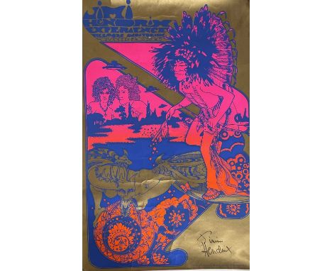 HENDRIX JIMI: (1942-1970) American rock guitarist and singer. A rare and highly attractive vintage signed 19.5 x 30 concert p