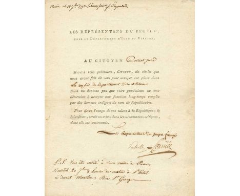 CARRIER JEAN BAPTISTE: (1756-1794) French Revolutionary and member of the Convention. Well-remembered for his infamous Drowni