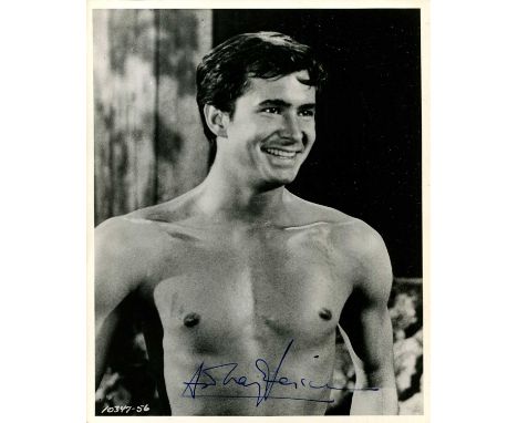BEEFCAKE: Selection of signed 8 x 10 photographs by various film actors comprising Anthony Perkins (in a bare-chested pose as