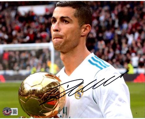 RONALDO CRISTIANO: (1985- ) Portuguese Footballer, five-time European Cup and Ballon d´Or winner. Signed colour 10 x 8 photog
