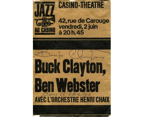 CLAYTON BUCK: (1911-1991) American jazz trumpeter &amp; WEBSTER BEN: (1909-1973) American jazz tenor saxophonist. A printed 8