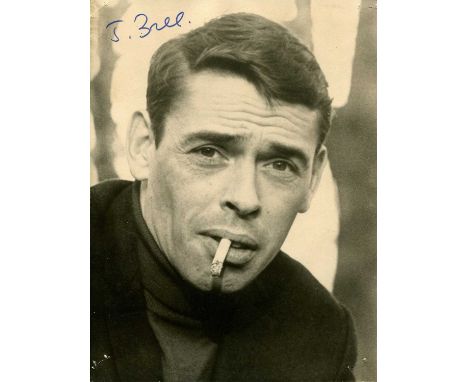 BREL JACQUES: (1929-1978) Belgian singer. Vintage signed 7 x 9.5 photograph of the singer in an engaging head and shoulders p