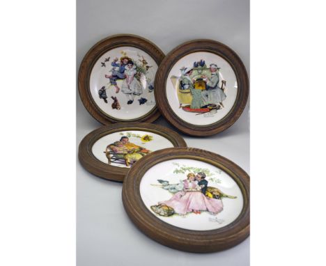 Glazed Porcelain Decorated, created by Gorham featuring The Four Seasons Plates by Norman Rockwell. Limited Edition Series pr
