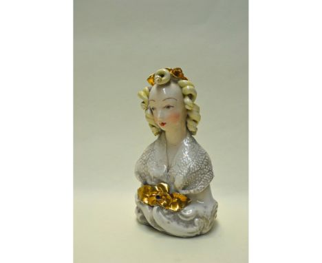 Bisque Glazed Porcelain, hand created, hand painted by Bolesaw Cybis. Early and Rare featuring a Lady Figurine with a Gold Ri