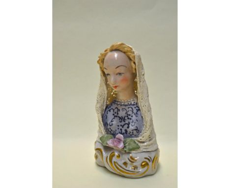 Bisque Glazed Porcelain, hand created, hand painted by Bolesaw Cybis. Early and Rare featuring a Lady Figurine with an Ivory 