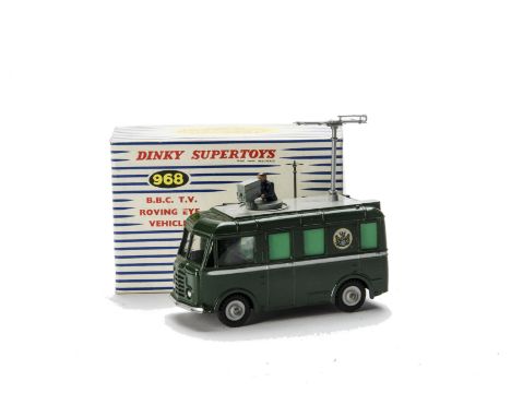 A Dinky Supertoys 968 BBC TV Roving Eye Vehicle, dark green body, grey grooved hubs, BBC crest, camera, aerial, in original b