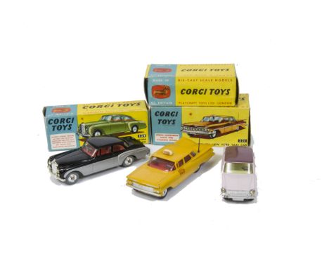 Corgi Cars and Taxi, 221 'Chevrolet' Impala New York Taxi Cab with aerial card protector, 224 Bentley Continental Sports Salo