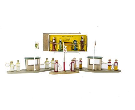 Dinky Toy Petrol Stations, 782 Shell Petrol Pump Station Set, 783 BP Petrol Pump Station Set, 781 Esso Petrol Pump Station Se