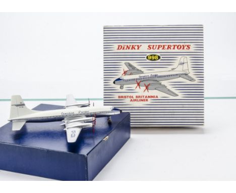 A Dinky Supertoys 998 Bristol Britannia Airliner, silver with blue/white 'Canadian Pacific' livery, CF-CZA in blue on wing, i