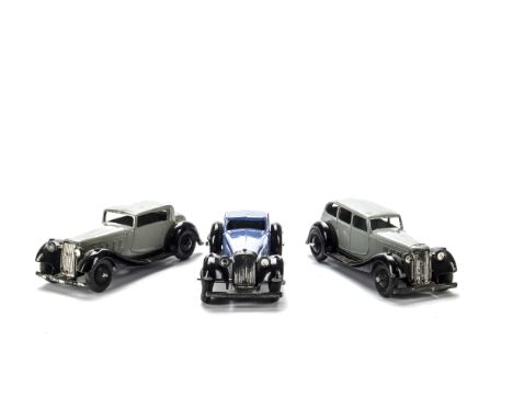 36 Series Dinky Toy Cars, 36c Humber Vogue, grey body, black moulded chassis, black smooth hubs, VG, 36a Armstrong Siddeley, 
