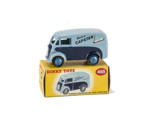 A Dinky Toys 465 Morris 'Capstan' Van, light and dark blue body, mid-blue hubs, 'Have A Capstan' decal, in original box, E, a