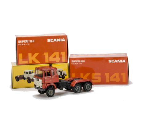 Arpra Supermini 1:50 Tractor Units, Mercedes-Benz 1924A, Scania LKS 141, LK 141, in original boxes, VG-E, boxes VG (3) 