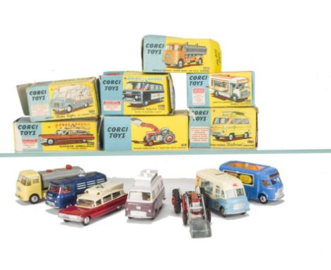Corgi Toy Commercial Vehicles, 471 Smith's Karrier Mobile Canteen, 464 Commer Police Van, 437 Superior Ambulance, 420 Ford Th
