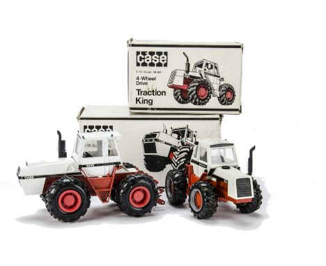An NZG 1:40 Case 4-Wheel Drive Traction King, Art.154, with Conrad 1:35 Case 90 Series 4-Wheel Drive Tractor, Art Nr.5010, in