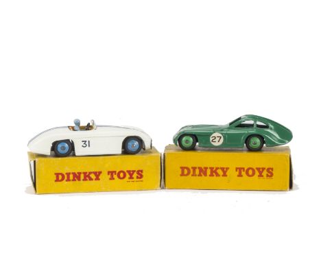 A Dinky Toys 163 Bristol 450 Coupe, British racing green body, green hubs, RN27, 133 Cunningham C5R Road Racer, white body, m