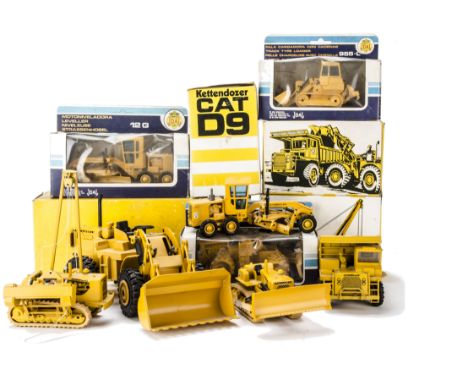 Caterpillar Construction Vehicles by Gescha & Other Makers, Gescha Cat 769 Dumper Truck, Cat 594 Pipelayer, Cat D9 Track-Type