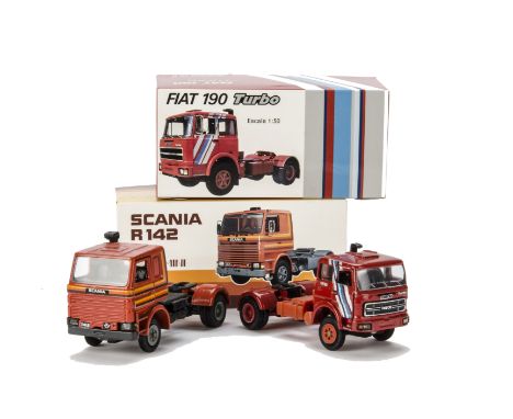 Arpra Supermini 1:50 Tractor Units, Fiat 190 Turbo, Scania R142, in original boxes, E, R142 would benefit from cleaning, boxe