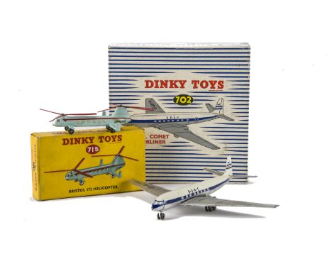 A Dinky Toys 702 D.H Comet Airliner, 715 Bristol 173 Helicopter, in original boxes with inner packing, VG-E, boxes G (2) 