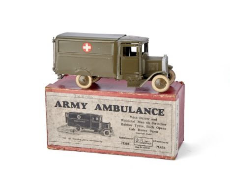 Britains boxed item no. 1512 Army Ambulance,  pre WW2 square-nosed version, Britains pre WW2 2nd grade armoured cars (2), spa