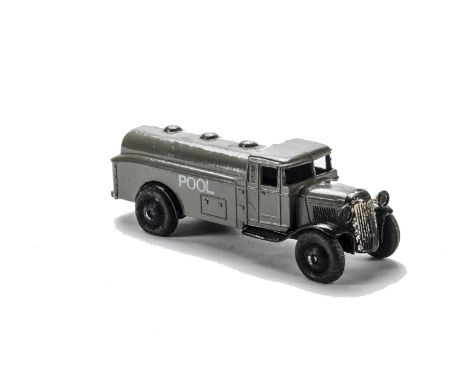 Early Post-War Dinky Toys 25d 'Pool' Petrol Tank Wagon, type 2 open chassis, grey body, 'Pool' lettering to sides in white, b