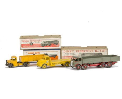 A Dinky Supertoys 501 Foden Diesel 8-Wheel Wagon, 1st type grey cab and back, red flash, chassis and hubs, 533 Leyland Cement