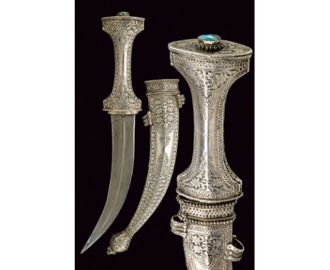 A silver mounted jambiya, dating: early 19th Century, provenance: Arabia, dating: early 19th Century, provenance: Arabia, Cur