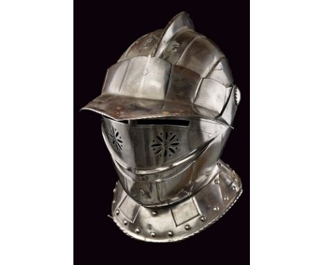 A closed helmet, dating: 17th Century, provenance: France, dating: 17th Century, provenance: France, Skull in one piece with 