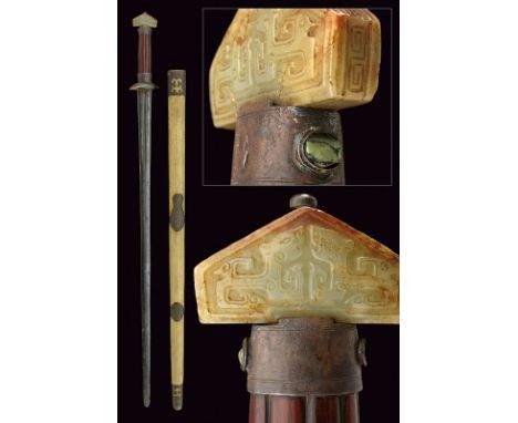 A jian (sword) with European blade and jade pommel, dating: last quarter of the 19th Century, provenance: China, dating: last