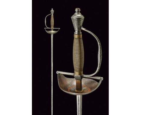 A cup hilted sword, dating: circa 1800, provenance: Spain, dating: circa 1800, provenance: Spain, Thin, straight blade of rho