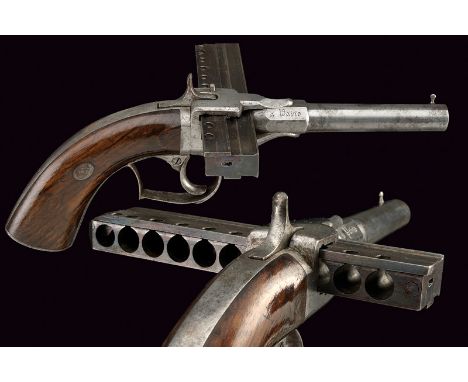 A rare Jarre harmonica pistol, dating: third quarter of the 19th Century, provenance: Paris, dating: third quarter of the 19t