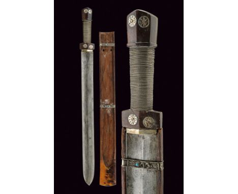 A sword, dating: 19th Century, provenance: Tibet, dating: 19th Century, provenance: Tibet, Strong, straight, single-edged bla