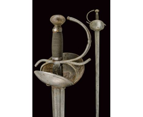 A cup hilted sword, dating: 18th Century, provenance: Spain, dating: 18th Century, provenance: Spain, Wide, straight, double-