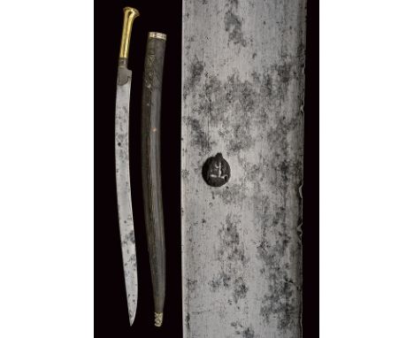 A yatagan, dating: 19th Century, provenance: Turkey, dating: 19th Century, provenance: Turkey, Slightly curved, damask (not c