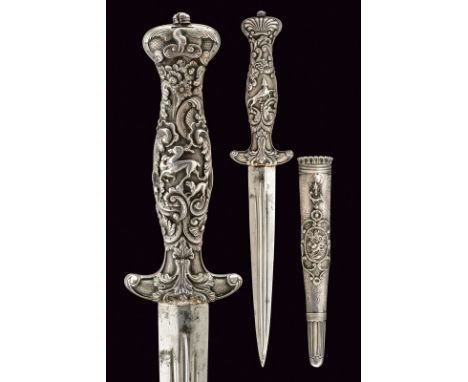 A silver mounted romantic dagger, dating: third quarter of the 19th Century, provenance: France, dating: third quarter of the