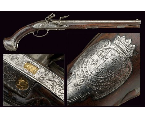 An important flintlock pistol from the property of a French Prince, dating: first quarter of the 18th Century, provenance: Pa