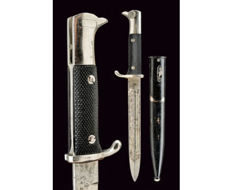 A bayonet with engraved blade, dating: 1933-45, provenance: Germany, dating: 1933-45, provenance: Germany, Single-and false-e