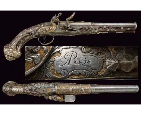 A luxury flintlock pistol, dating: second quarter of the 19th Century, provenance: Paris, dating: second quarter of the 19th 