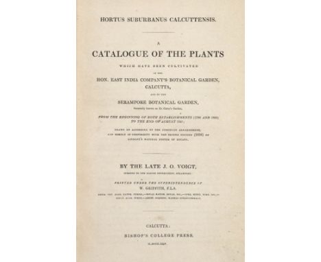 VOIGT, J.O. Hortus suburbanus Calcuttensis. A catalogue of the plants which have been cultivated in the Hon. East India Compa