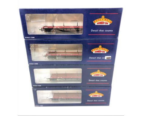 Bachmann : 33-854A 30 Ton Bogie Bolster Wagon BR S&amp;T Gulf Red, boxed. (4)  