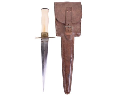 Private Purchase Commando Type Knife Attributed to Colonel Baynes Royal Signals Chindits, having a polished bone handle with 