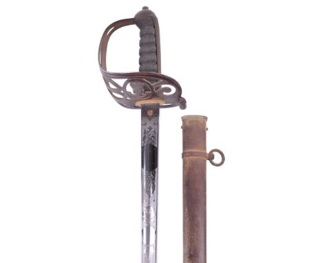 Edward VII 1827 Pattern Rifle Officers Sword, blade by M. Wiseman Sackville St. London, etched and mirror polished with the c