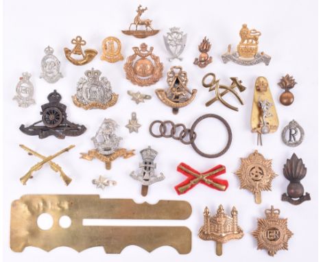 Selection of British Military Cap Badges & Insignia, including Victorian The Suffolk Regiment cap badge, London Volunteer Rif