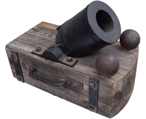 Fine British Ordnance 8-Pounder Iron Mortar by Joshua Walker & Co. (1792-1821), the trunnions ends deeply cast with ‘W.Co.’ a