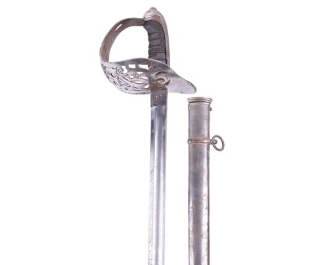 1895 Pattern Infantry Officers Sword of the Warwickshire Regiment, regulation blade sharpened for field service, etched with 